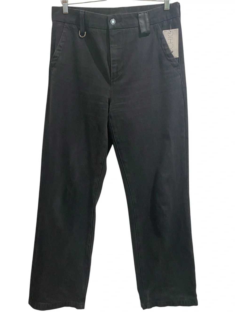 Favorite Daughter The Taylor Denim Faux Leather Trim Wide Leg Trousers Pants